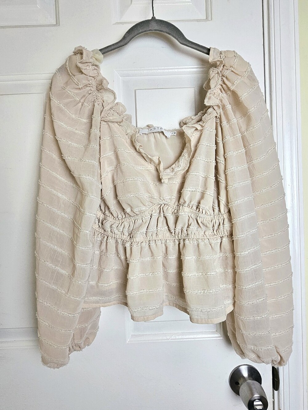 ASTR The Label Ruffle Shimmer Babydoll Blouse